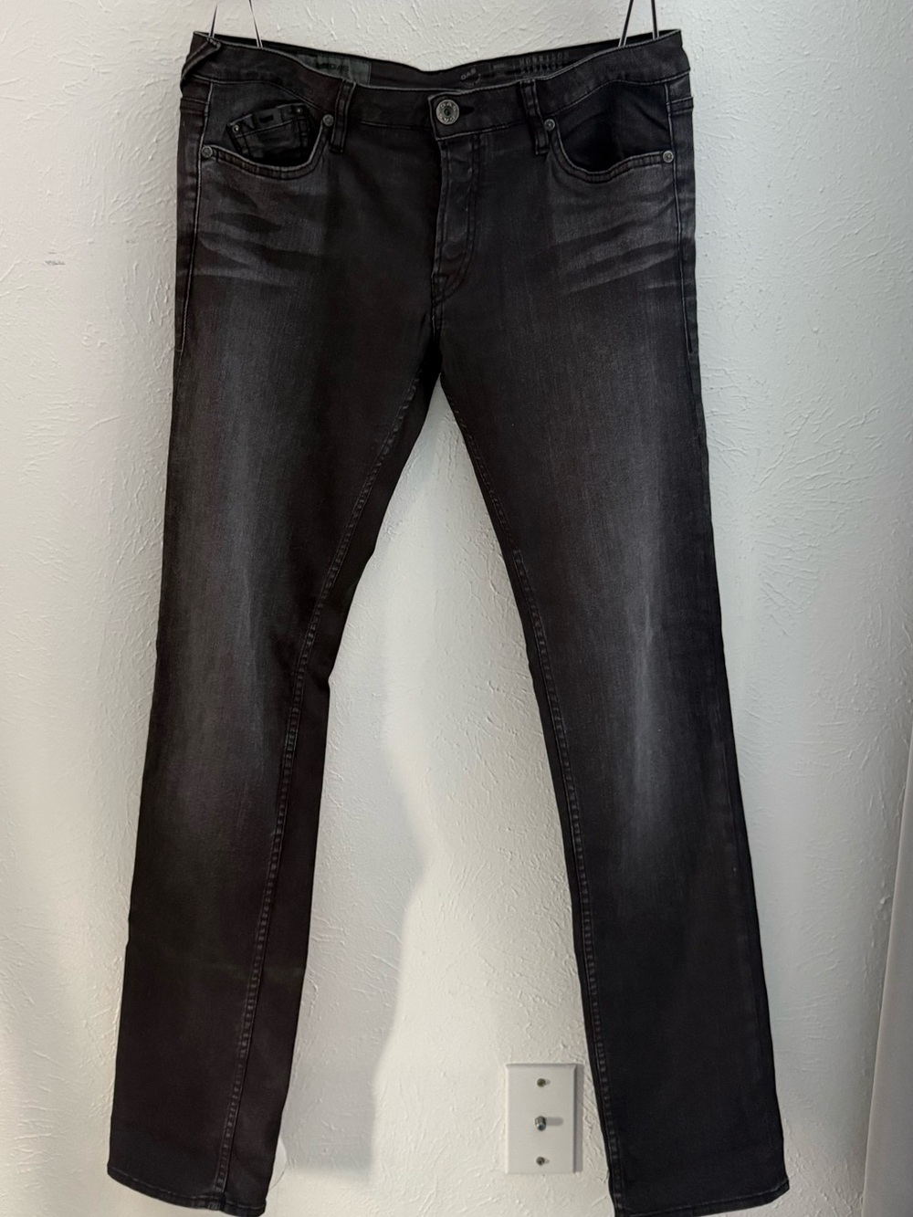 GAS Men's Straight Fit Faded Black Jeans